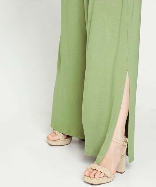 Calça Feminina Pantalona Viscolycra Fenda Marisa