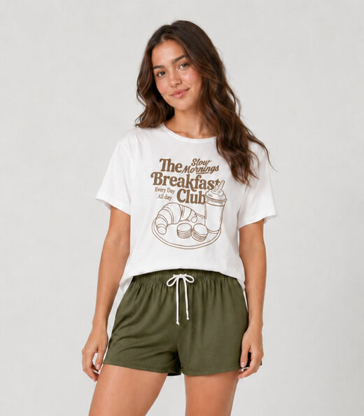Image_Pijama Feminino Shorts E Blusa Infinita Cor Verde