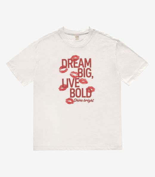 T- Shirt Overzised Meia Malha Feminina Rovitex Bege