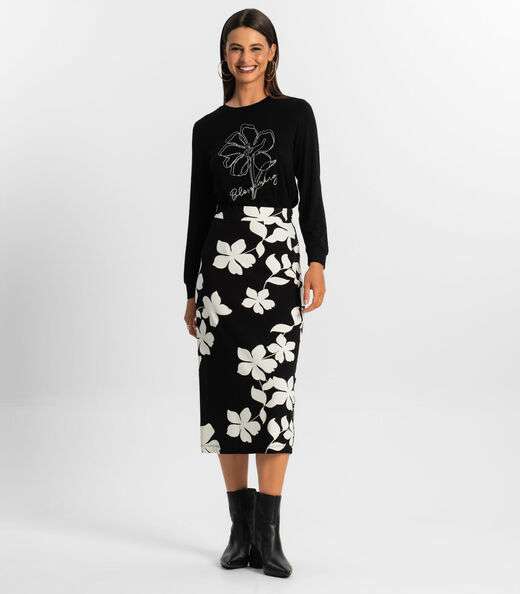 Blusa Manga Longa Feminina Rovitex Preto