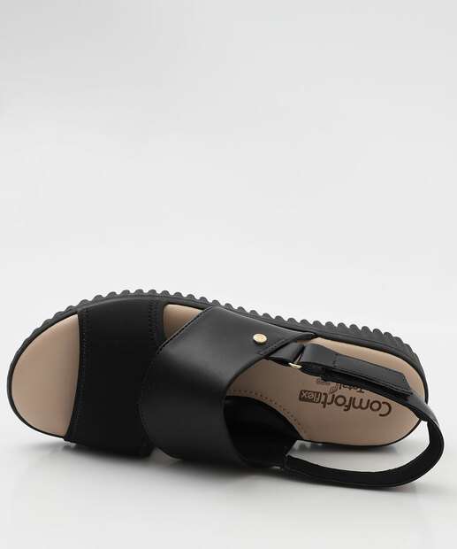 Sandália Feminina Flatform Tiras Comfortflex Preto