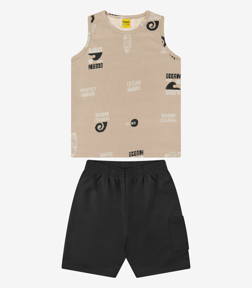 Conjunto Bermuda com Regata Menino Rovi Kids Marrom