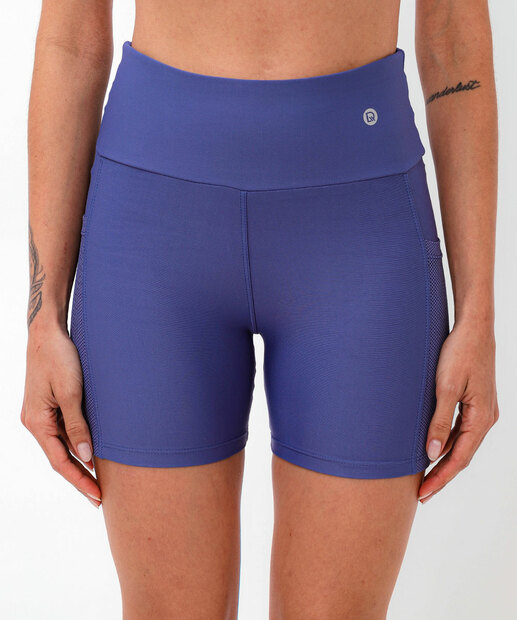 Short Feminino Fitness Bolso Tule DelRio Azul