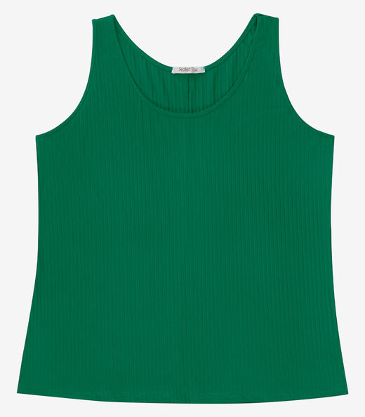 Regata Plus Size Em Ribana Canelada Secret Glam Verde