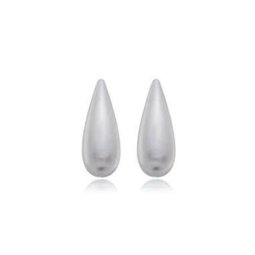 Image_Brinco Semijoia Orgânico Gota Acetinado Em Ródio Branco