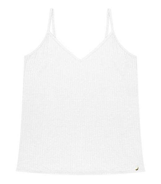 Blusa De Alça Feminina Ribana Canelada Rovitex Branco