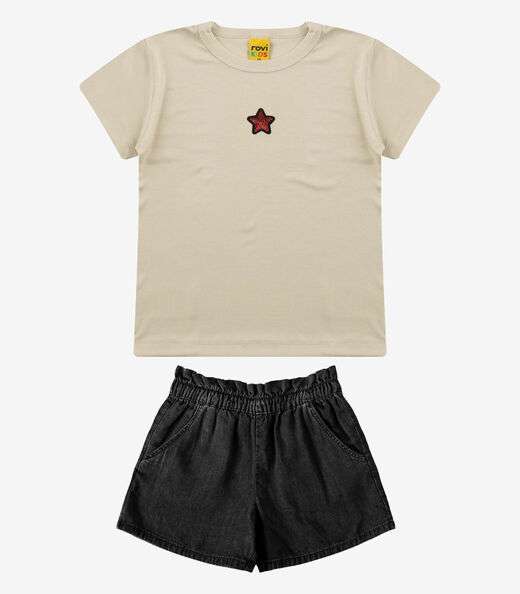 Image_Conjunto Blusa com Shorts Menina Rovi Kids Bege