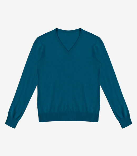 Suéter Feminino Gola V em Tricot Rovitex Azul