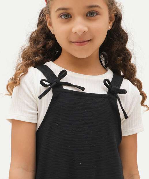 Vestido Sobreposição Infantil Babado Marisa Tam 4 a 10