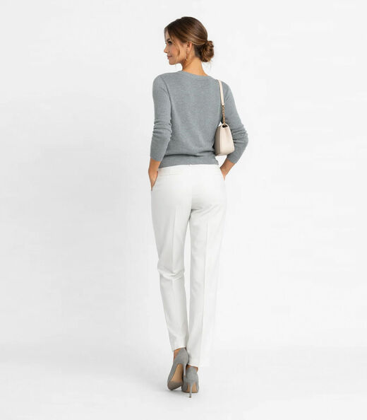 Suéter Feminino Gola V em Tricot Rovitex Cinza