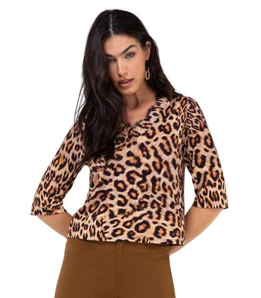 Blusa Feminina Manga 3/4 Endless Marrom