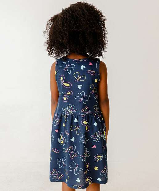 Vestido Infantil Sem Manga Borboletas Marisa Tam 4 a 10