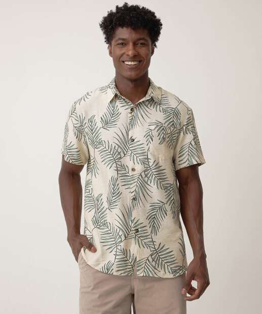 Camisa Masculina Estampada Manga Curta Marisa