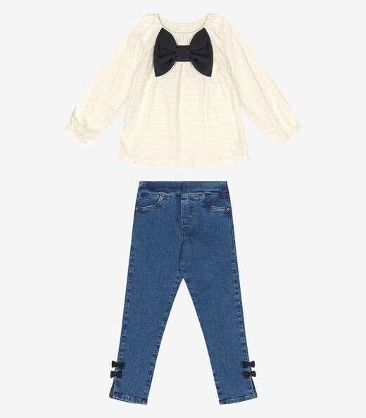 Conjunto Bata Com Calça Jeans Trick Nick Bege