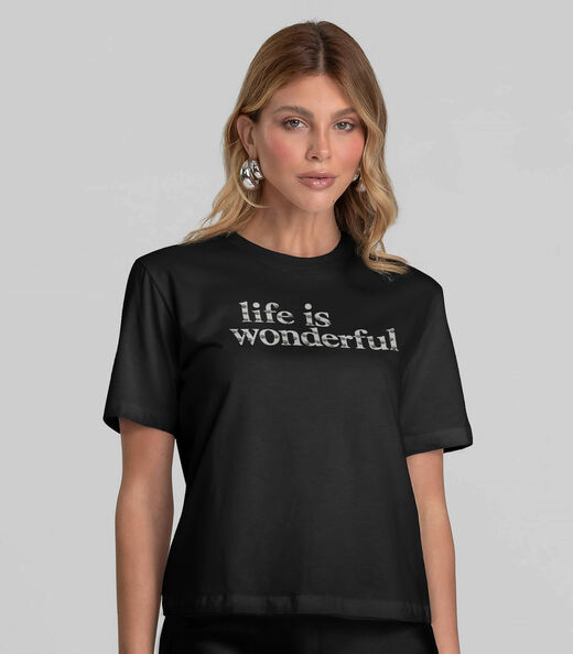 Image_Camiseta Feminina Com Estampa e Rebite Dianna Preto