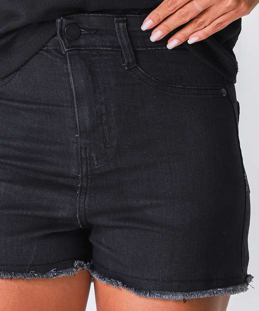 Short Feminino Boyfriend Uber Jeans Preto