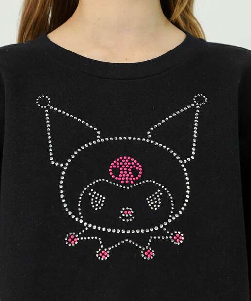 Blusa Juvenil Moletom Kuromi Strass Marisa Tam 10 a 16 Preto