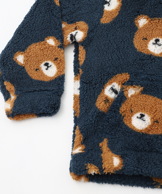 Jaqueta infantil Sherpa Urso Capuz Marisa Tam 1 a 3 Azul