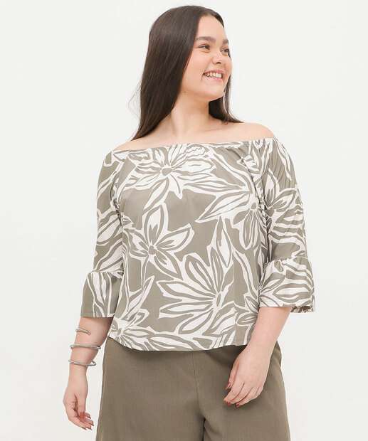 Blusa Ciganinha Plus Size Feminina Manga 7/8 Marisa
