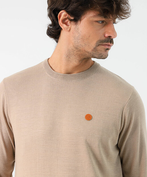 Suéter Masculino Tricô Básico Marisa Bege