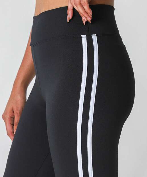 Calça Feminina Legging Listrada Fitness Marisa Preto