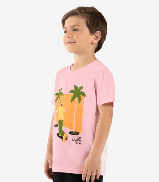 Camiseta Infantil Manga Curta Rovi Kids Rosa