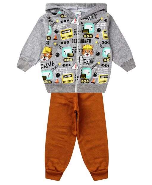 Conjunto De Moletom Infantil Menino Kappes Cinza