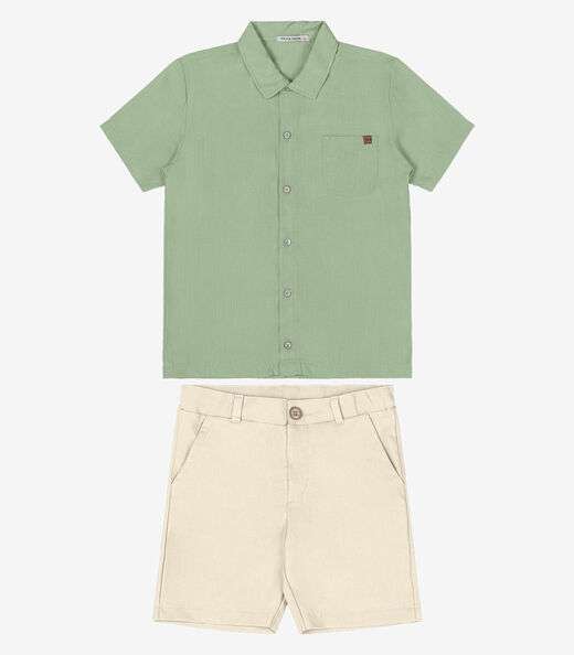 Conjunto Infantil Camisa Com Bermuda Trick Nick Verde