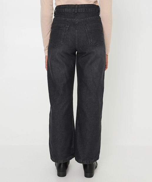 Calça Juvenil Jeans Wide Leg Tam 10 a 16 Preto