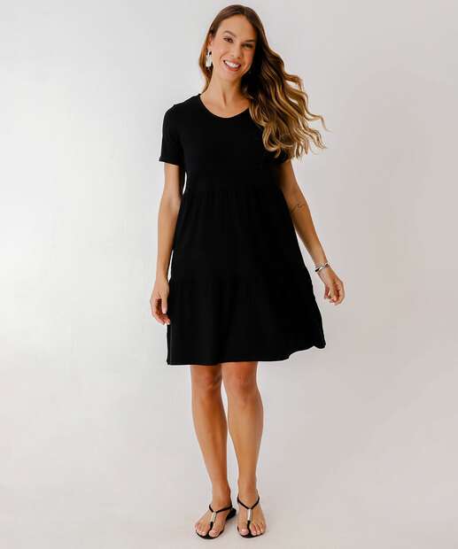 Image_Vestido Feminino Manga Curta Marisa Preto