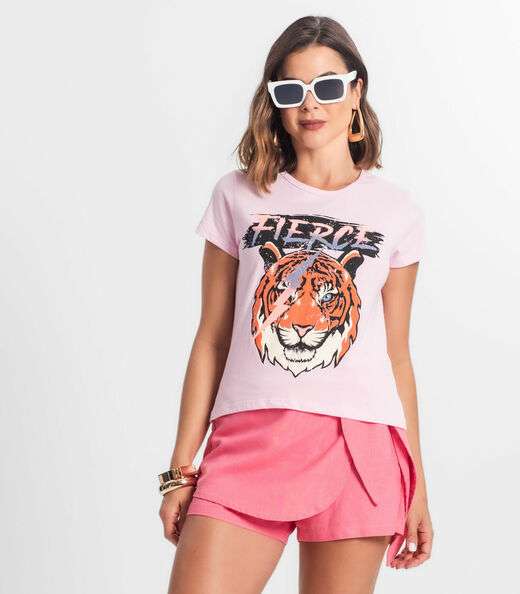 Blusa T-Shirt Feminina Estampada Select Rosa