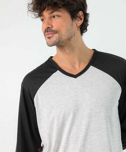 Pijama Masculino Bicolor Manga Longa MR Preto