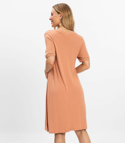 Vestido Curto Feminino Ribana de Viscose Rovitex Marrom