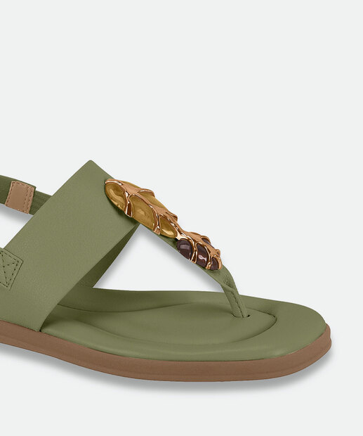 Sandália Feminina Rasteira Pedras Sintéticas Modare Verde