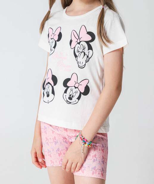 Conjunto Infantil Estampa Minnie Disney Tam 4 a 10 Rosa
