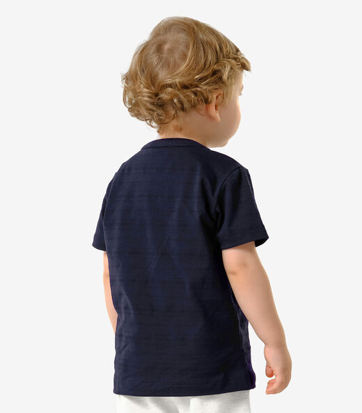 Camiseta Infantil Meia Malha Estampa Trick Nick Azul