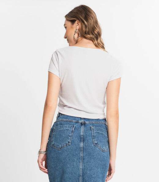 Blusa Feminina Ribana Canelada Select Branco