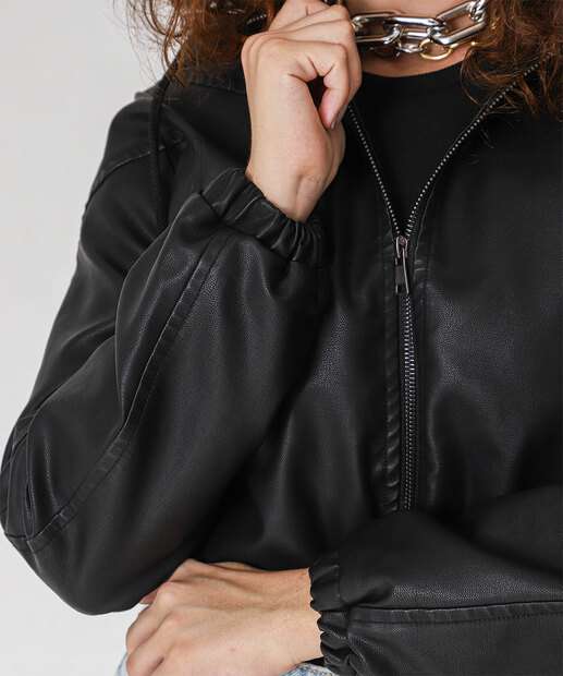Jaqueta Feminina Bomber Bolsos Marisa Preto