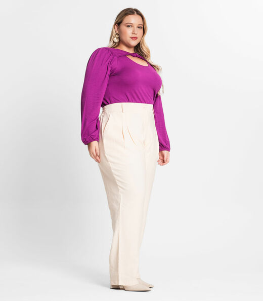 Blusa Feminina Manga Longa Plus Size Secret Glam Roxo
