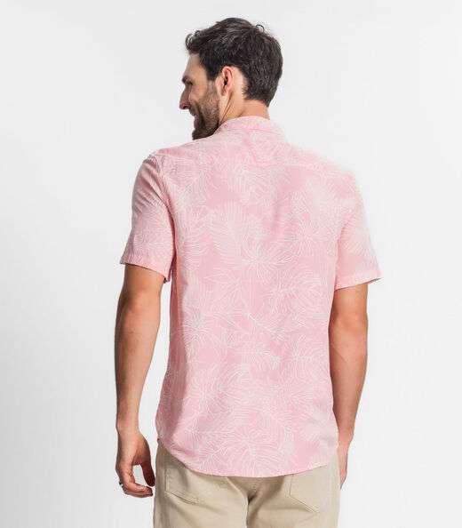 Camisa Masculina Florida Com Botões Select Rosa