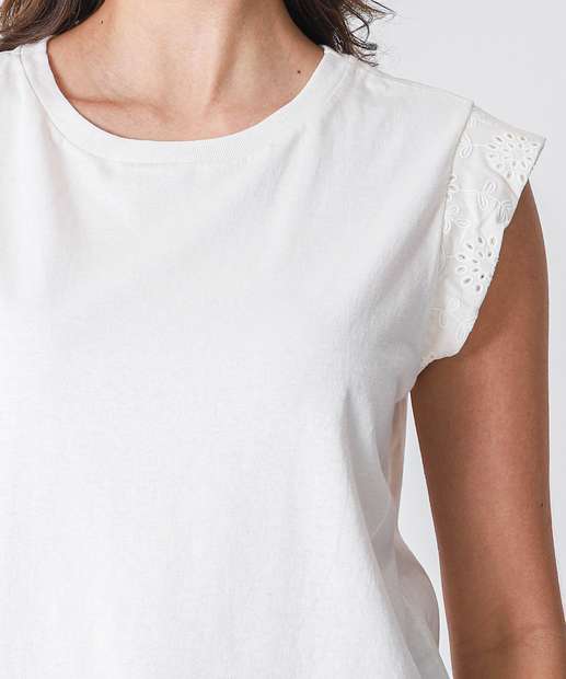 Blusa Feminina Muscle Tee Recorte Laise Marisa Off White