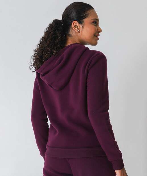 Casaco Feminino Moletom Fitness Marisa Roxo