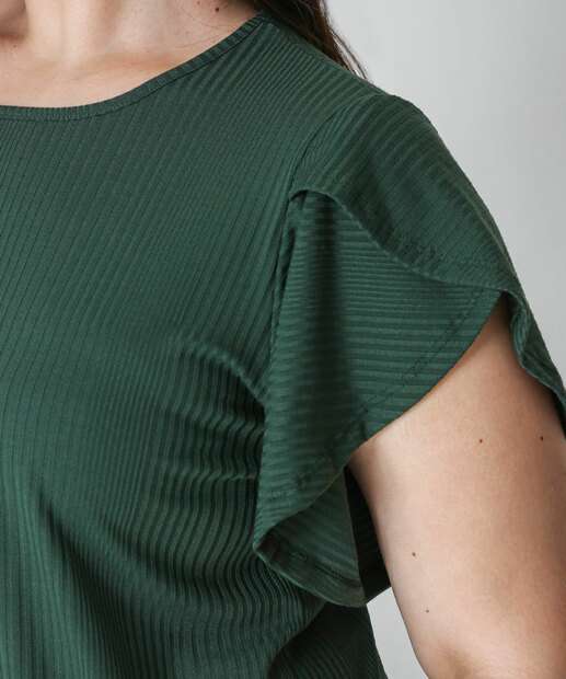 Blusa Plus Size Feminina Canelada Marisa Verde