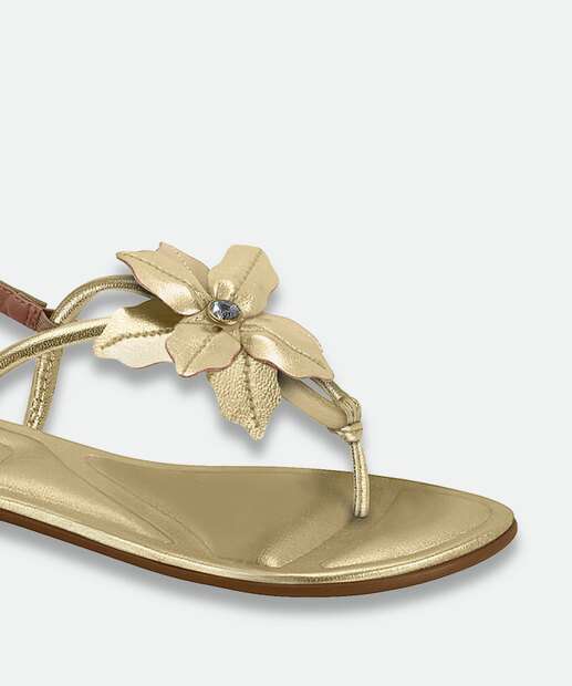 Sandália Feminina Rasteira Metalizada Beira Rio Dourado