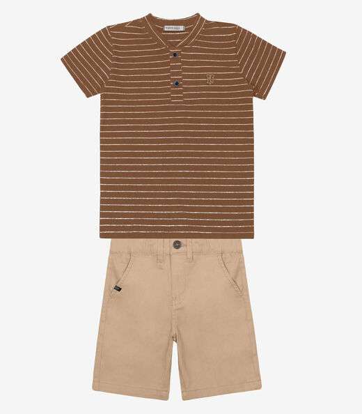 Conjunto Infantil Camiseta Com Bermuda Trick Nick Marrom