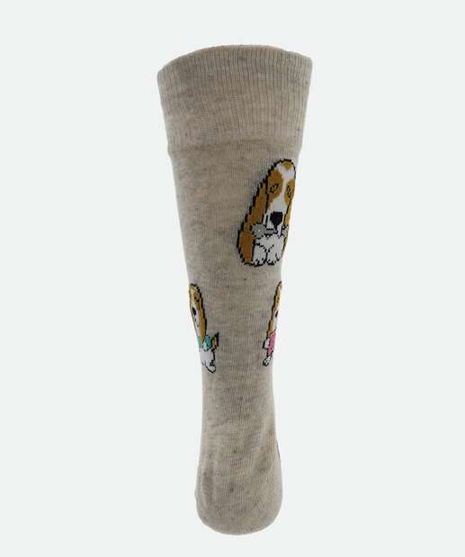Meia Masculina Cano Longo Cachorros Marisa Cinza