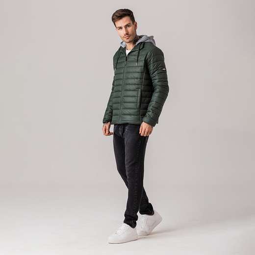 Jaqueta Puffer com capuz de moletom Masculina Rock e Soda