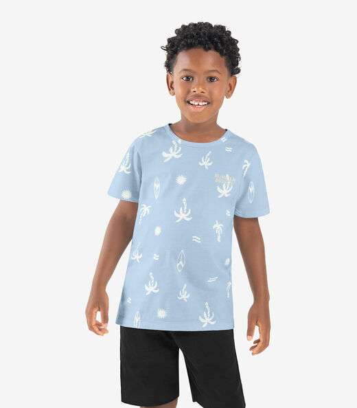 Camiseta Infantil Meia Malha Rovi Kids Azul