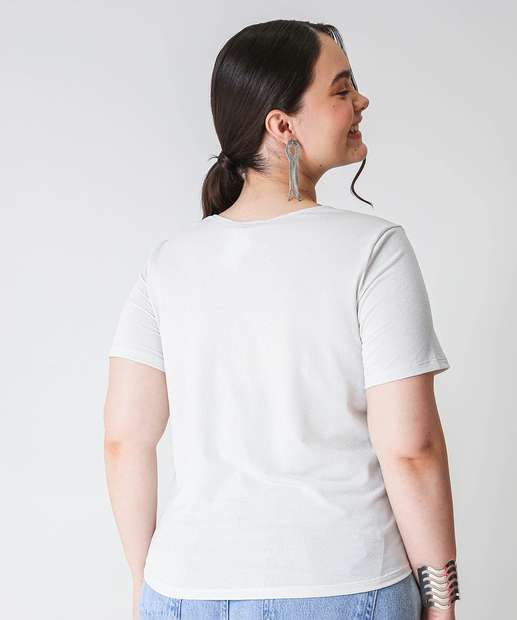 Blusa Plus Size Feminina Lurex Marisa Off White