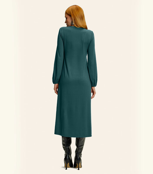 Vestido Feminino Midi Manga Bufante Endless Verde